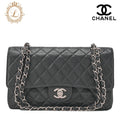 CHANEL Matlasse Double Flap 25cm Chain Shoulder Caviar Skin Black Silver-Tone Hardware, Pre-Owned