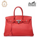 HERMES Birkin 35 Handbag Tryon Rose Jaipur  Silver-Tone Hardware, Pre-Owned