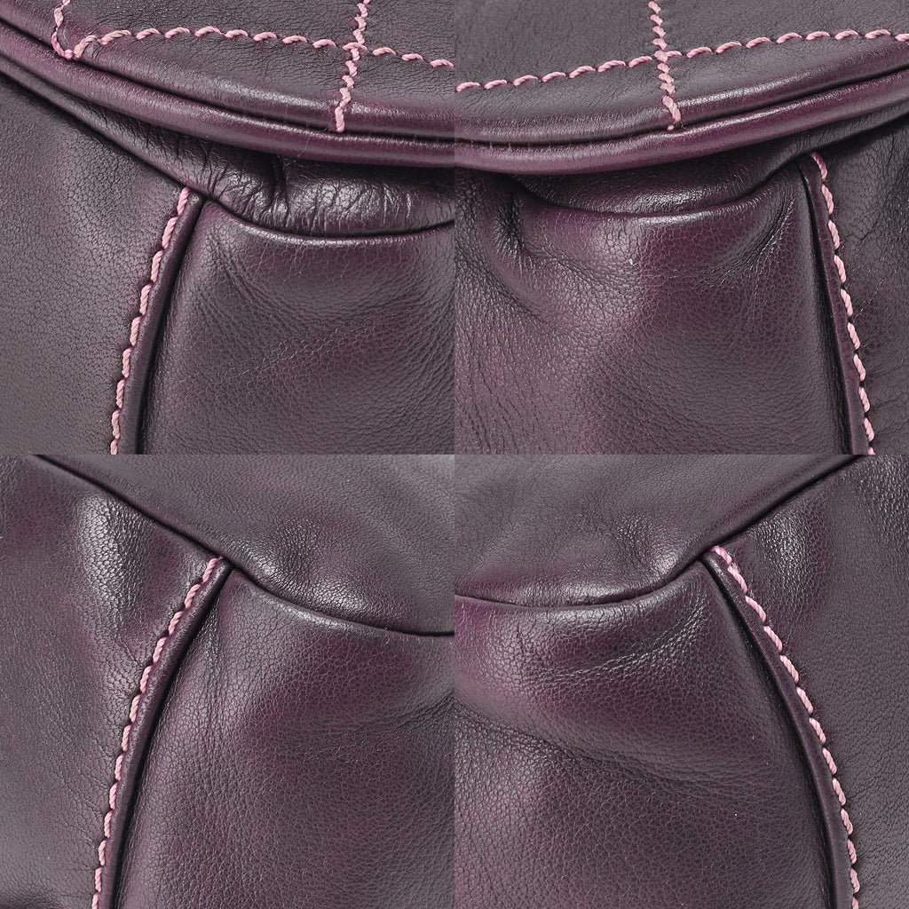 CHANEL Shoulder Bag Matelassé Wild Stitch Big Coco Lambskin Purple Silver-Tone Hardware, Pre-Owned