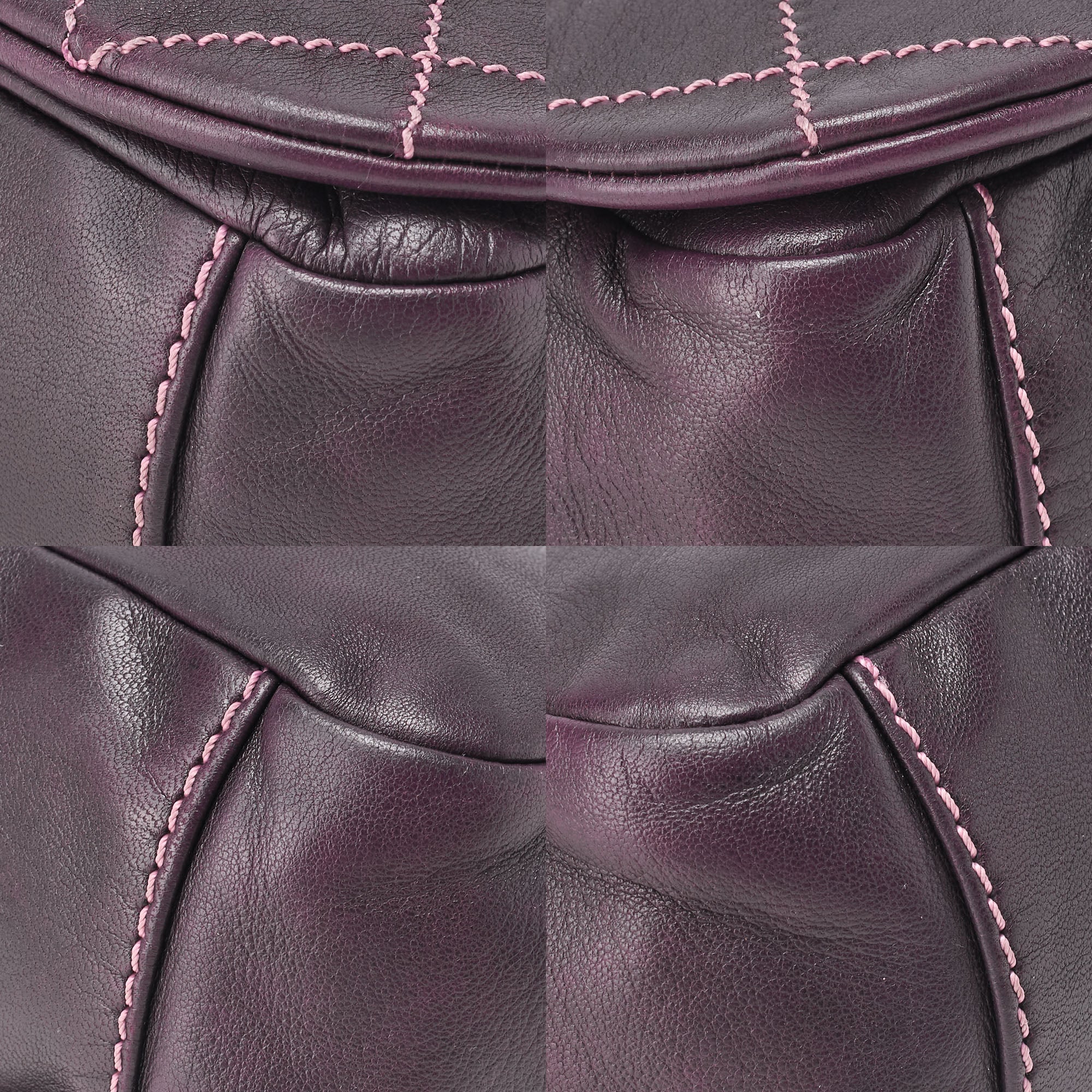 CHANEL Shoulder Bag Matelassé Wild Stitch Big Coco Lambskin Purple Silver-Tone Hardware, Pre-Owned