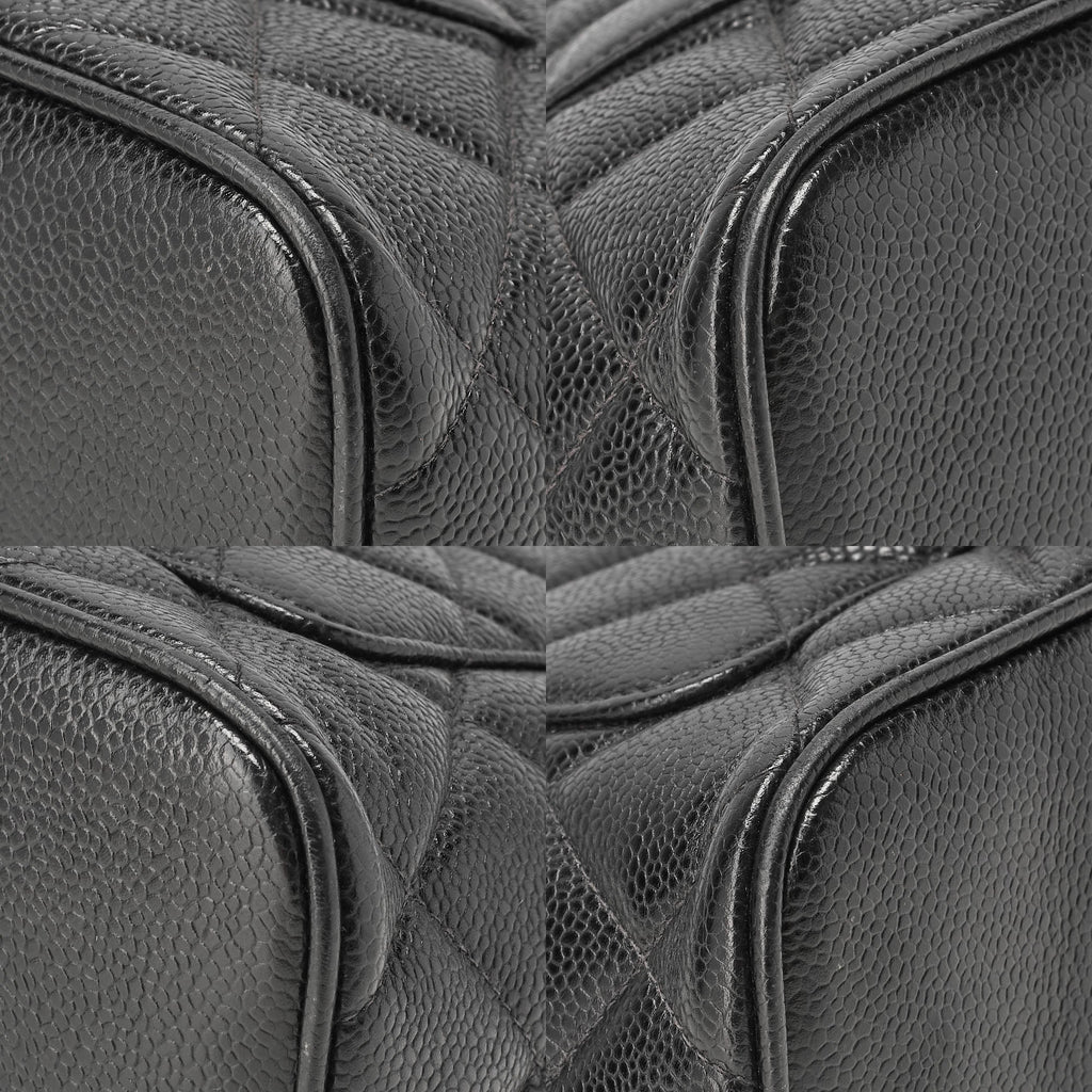CHANEL Matelassé Reprint Tote Caviar Skin Black Silver-Tone Hardware, Pre-Owned