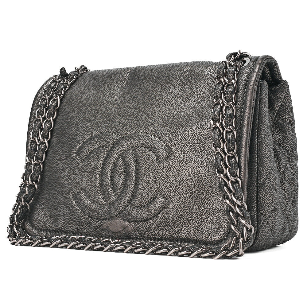 Chanel Matelasse Caviar Skin Chain Shoulder Bag Silver-tone / Pre-owned