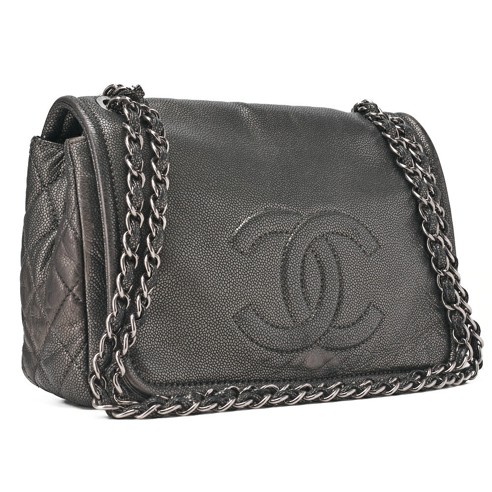 Chanel Matelasse Caviar Skin Chain Shoulder Bag Silver-tone / Pre-owned