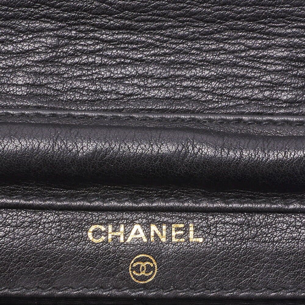 CHANEL Shoulder Bag Chain Wallet Caviar Black Gold-Tone Hardware, Pre-Owned
