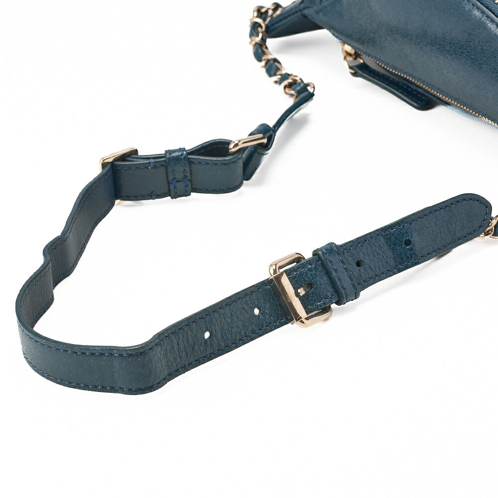 CHANEL Waist Bag Matelassé with Coco Charm Lambskin Blue Gold-Tone Hardware, Pre-Owned
