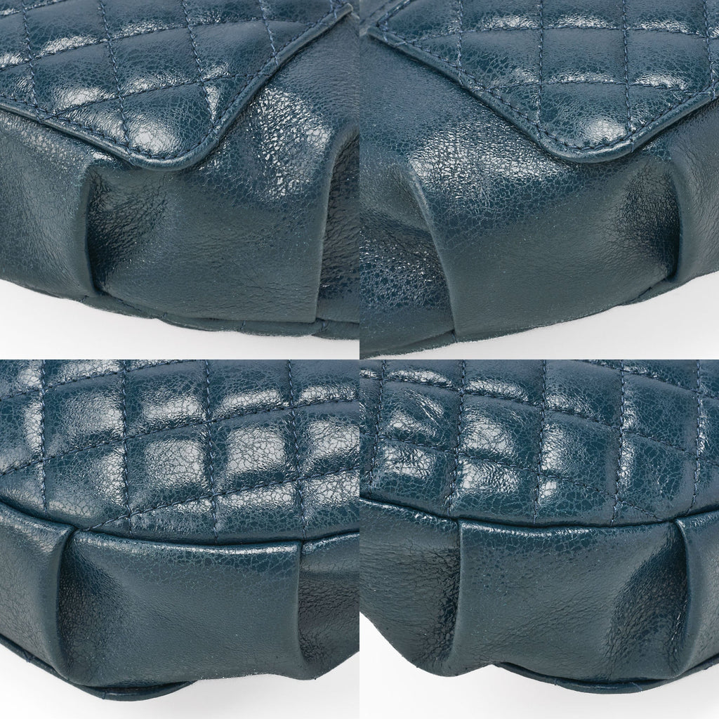 CHANEL Waist Bag Matelassé with Coco Charm Lambskin Blue Gold-Tone Hardware, Pre-Owned