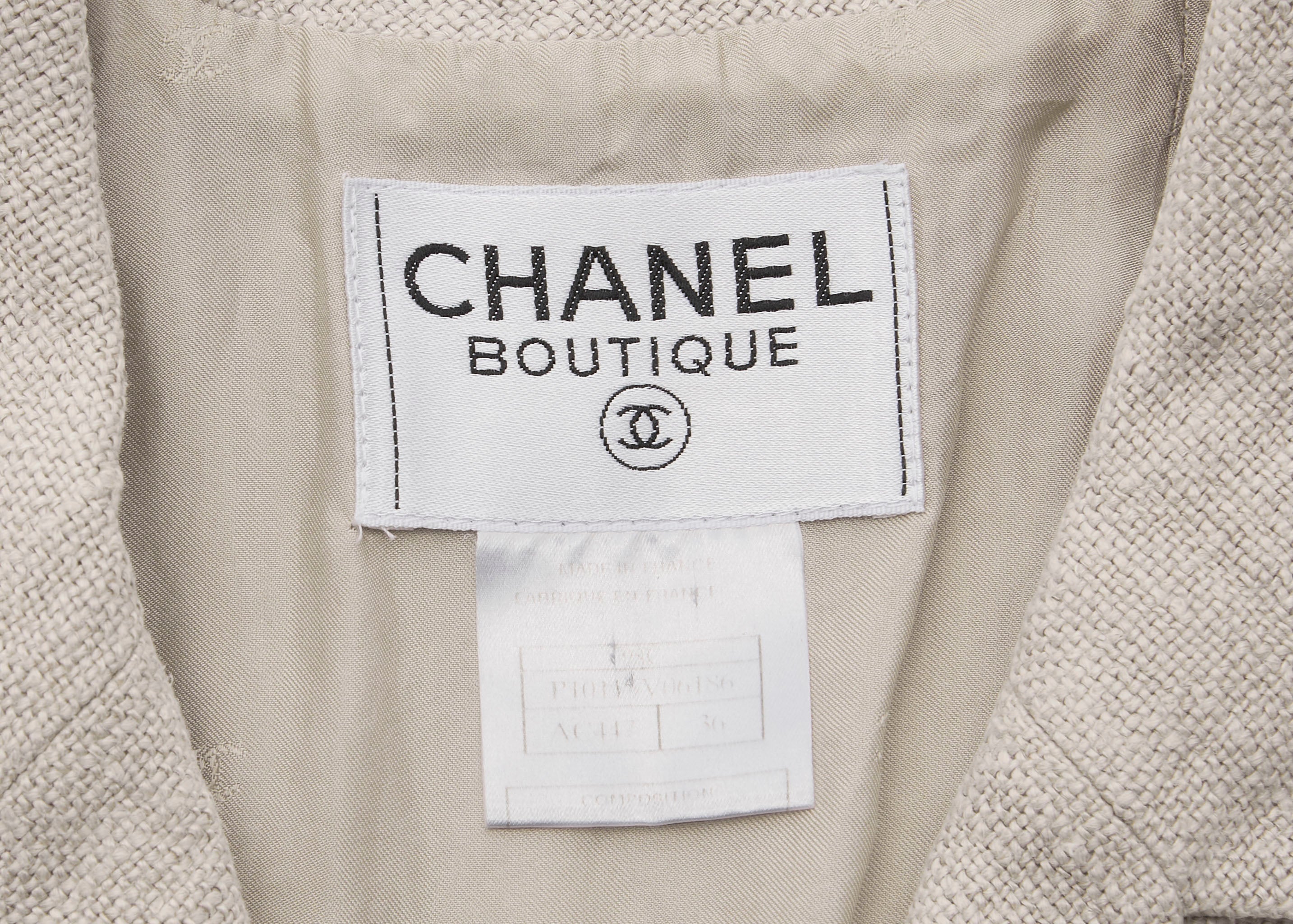 CHANEL Coco Button Jacket 36 Beige Top Long Sleeve Blouson Cut-and-Sew Outerwear Branded Gold-Tone Hardware, Pre-Owned