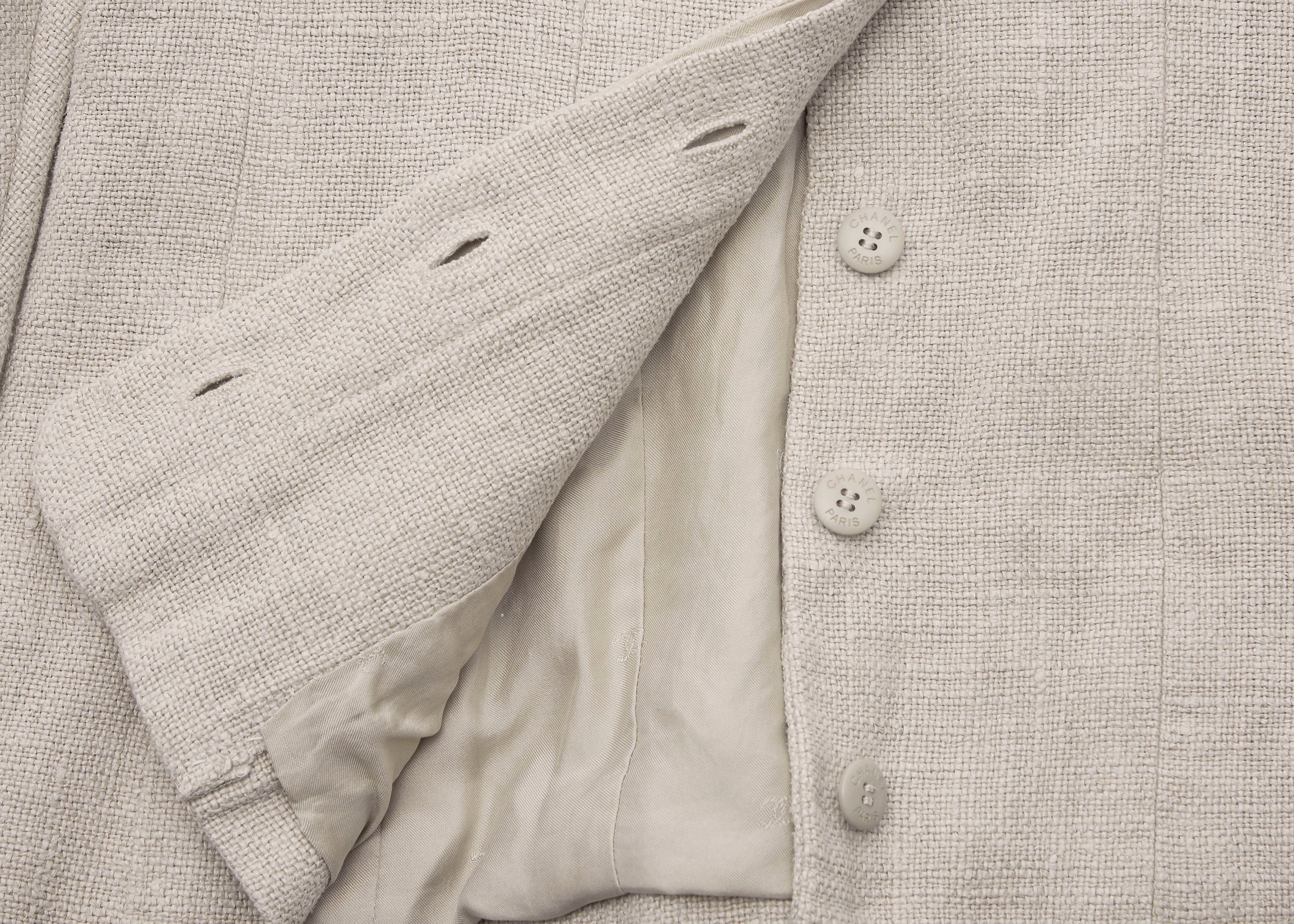 CHANEL Coco Button Jacket 36 Beige Top Long Sleeve Blouson Cut-and-Sew Outerwear Branded Gold-Tone Hardware, Pre-Owned