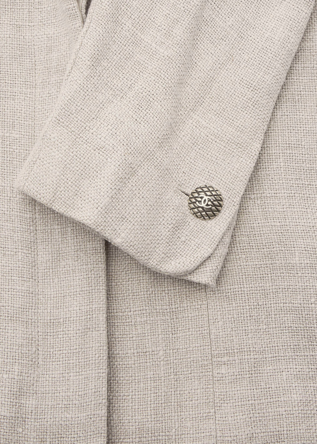 CHANEL Coco Button Jacket 36 Beige Top Long Sleeve Blouson Cut-and-Sew Outerwear Branded Gold-Tone Hardware, Pre-Owned