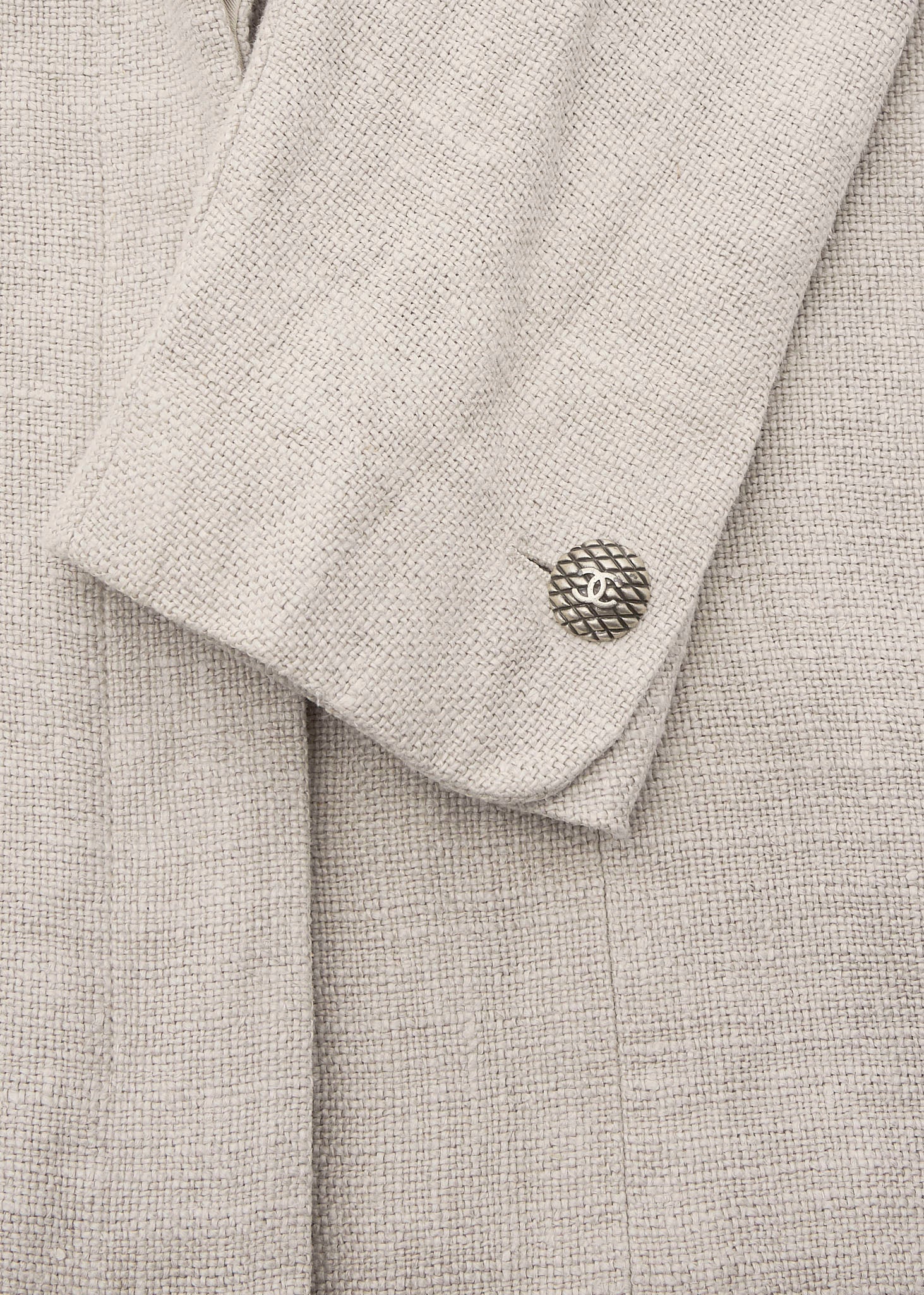 CHANEL Coco Button Jacket 36 Beige Top Long Sleeve Blouson Cut-and-Sew Outerwear Branded Gold-Tone Hardware, Pre-Owned