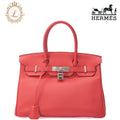 HERMES Birkin 30 Handbag Togo RoseJaipur Silver-Tone Hardware, Pre-Owned