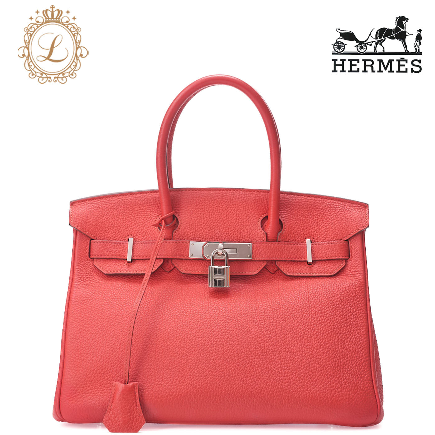 HERMES Birkin 30 Handbag Togo RoseJaipur Silver-Tone Hardware, Pre-Owned