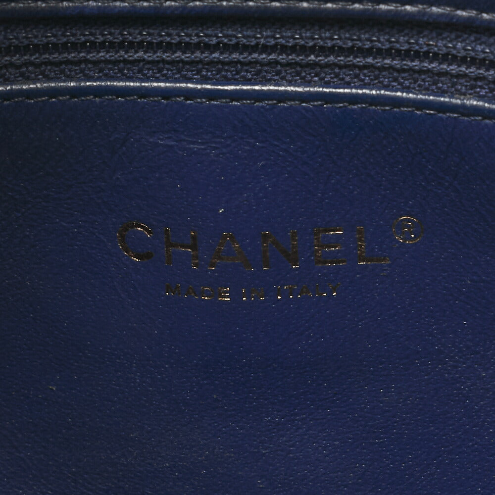 CHANEL Chain Shoulder Matelasse Bicolore Calfskin Navy Gold-Tone Hardware, Pre-Owned