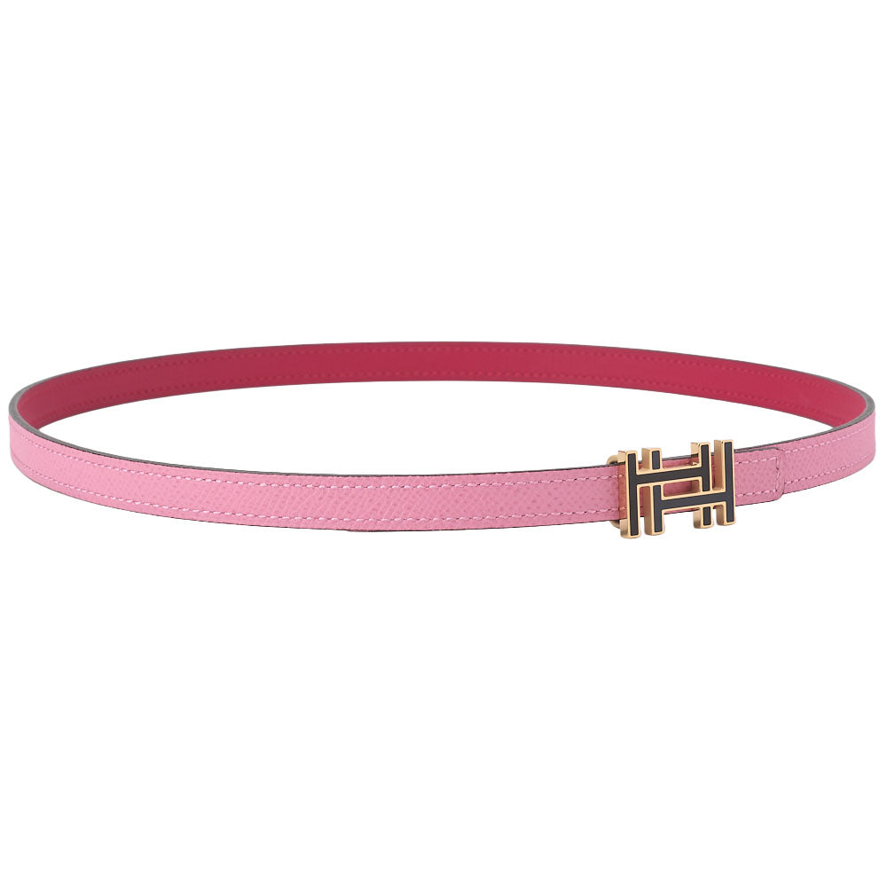 HERMES H au Carré Belt in Veau Swift × Veau Epsom – Pink with Gold-Tone Hardware, Pre-Owned