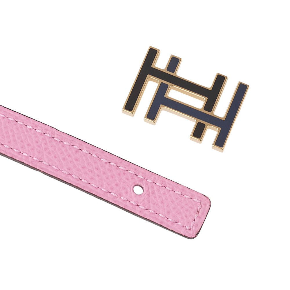 HERMES H au Carré Belt in Veau Swift × Veau Epsom – Pink with Gold-Tone Hardware, Pre-Owned