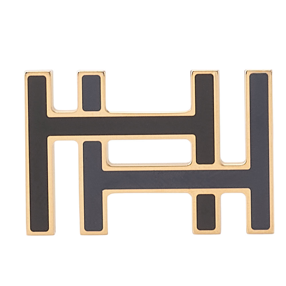 HERMES H au Carré Belt in Veau Swift × Veau Epsom – Pink with Gold-Tone Hardware, Pre-Owned