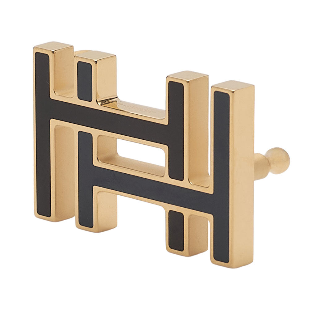 HERMES H au Carré Belt in Veau Swift × Veau Epsom – Pink with Gold-Tone Hardware, Pre-Owned