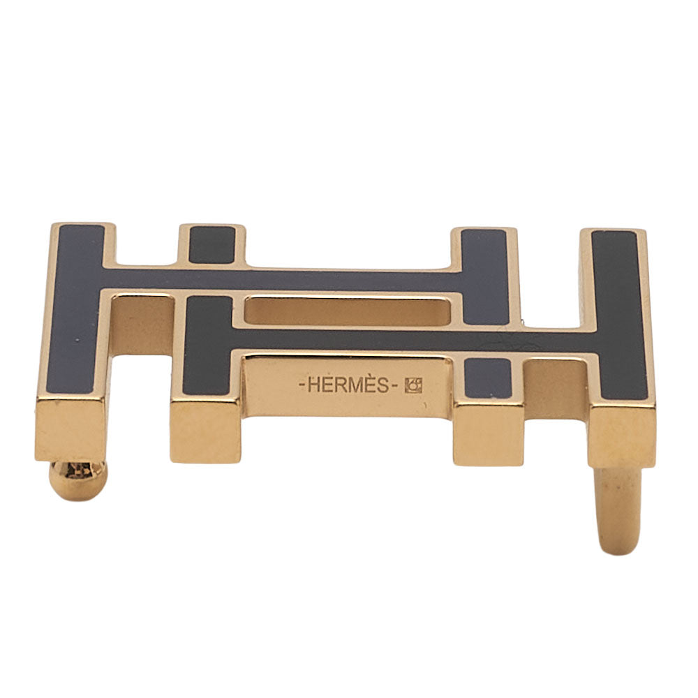 HERMES H au Carré Belt in Veau Swift × Veau Epsom – Pink with Gold-Tone Hardware, Pre-Owned