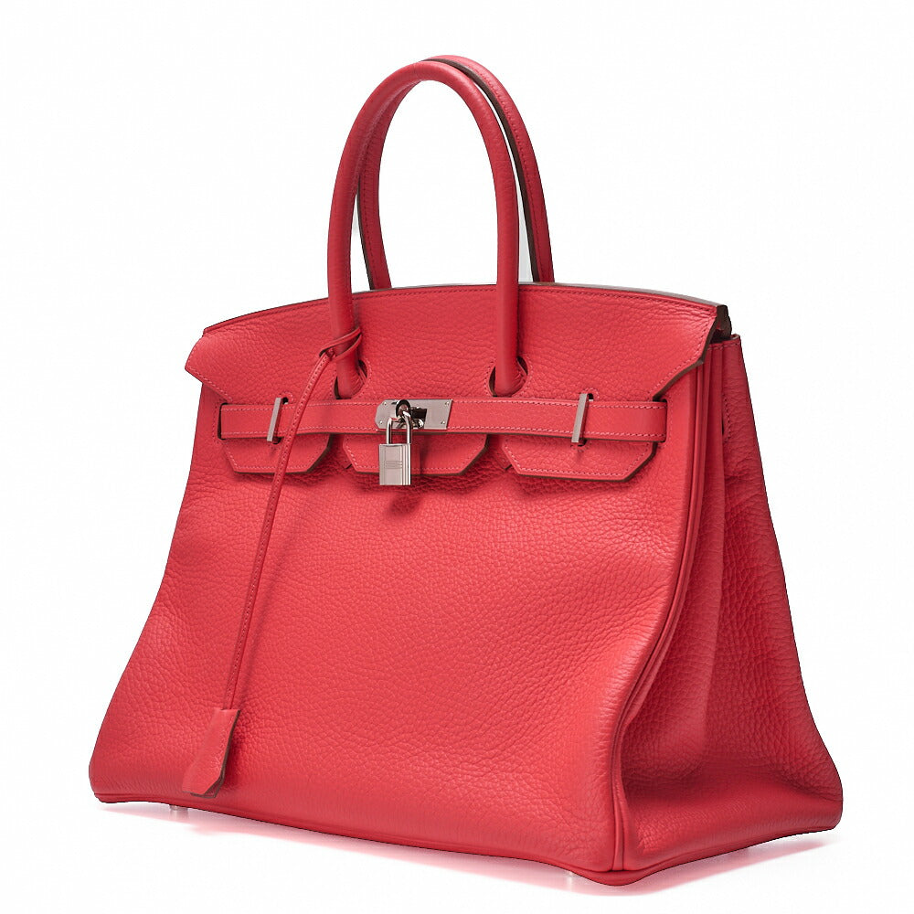 HERMES Birkin 35 Handbag Taurillon Clemence Bougainvillea Silver-Tone Hardware, Pre-Owned