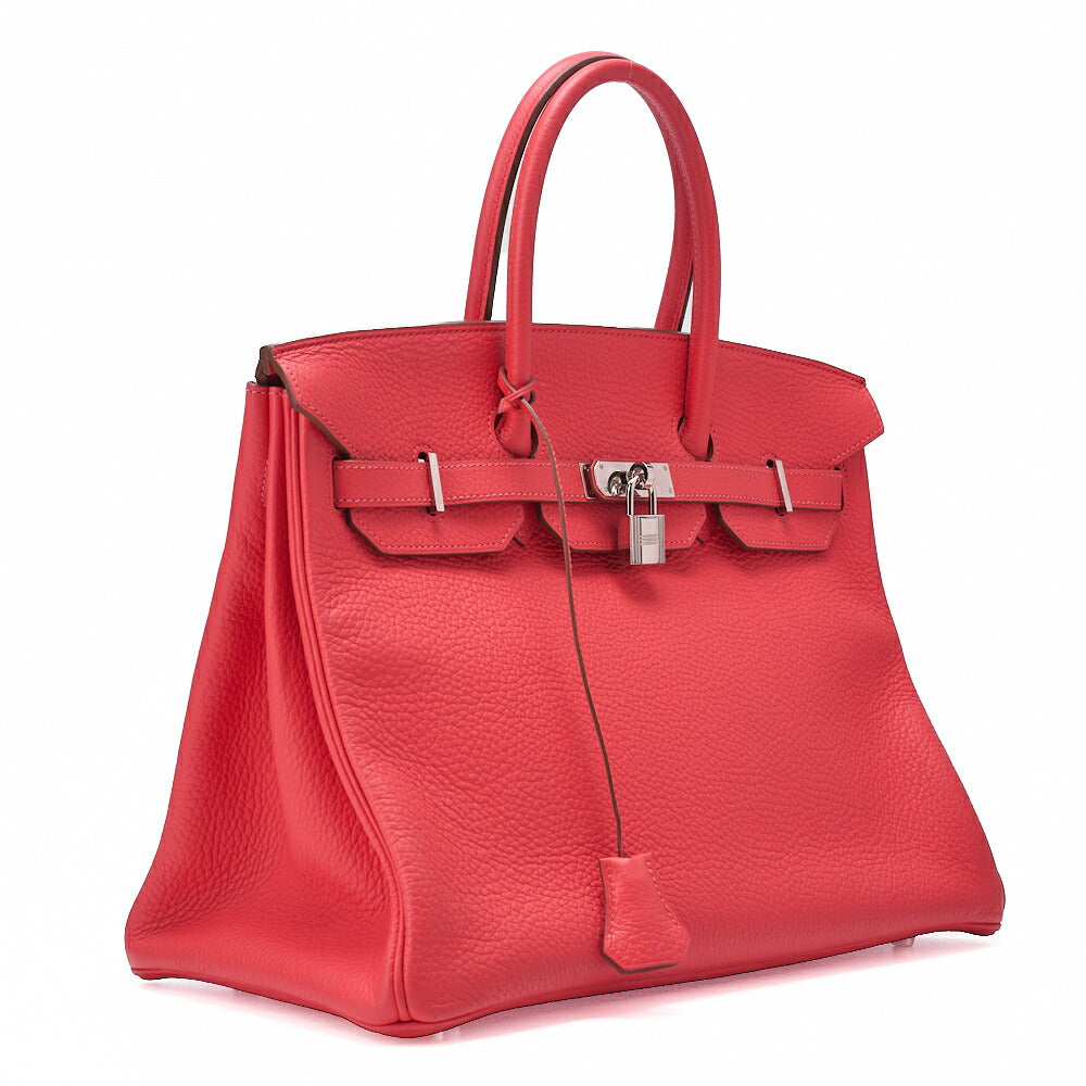 HERMES Birkin 35 Handbag Taurillon Clemence Bougainvillea Silver-Tone Hardware, Pre-Owned