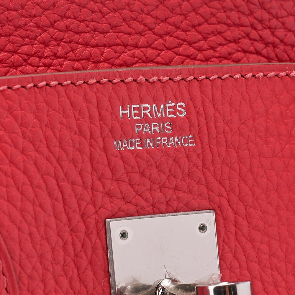HERMES Birkin 35 Handbag Taurillon Clemence Bougainvillea Silver-Tone Hardware, Pre-Owned
