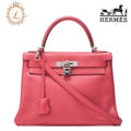 HERMES Kelly 28 Handbag Inseam Trion Clemence Bougainvillea Silver-Tone Hardware, Pre-Owned]