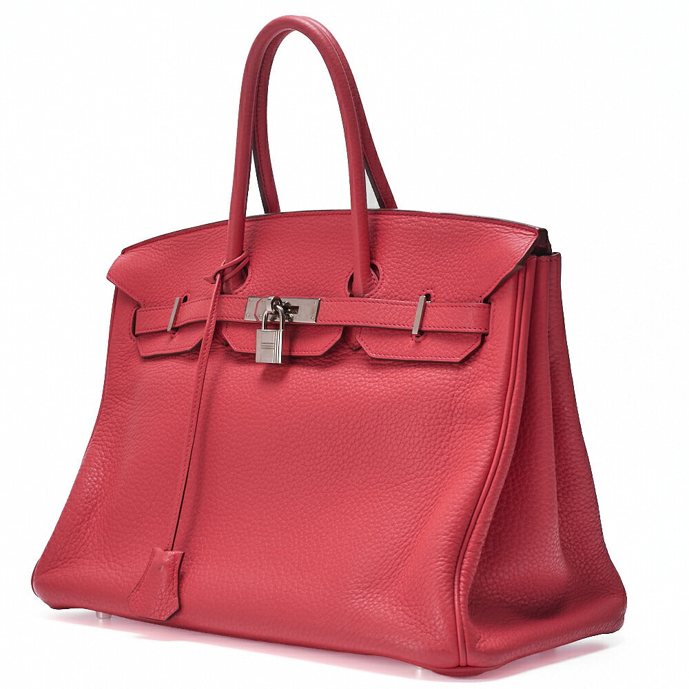 HERMES Birkin 35 Handbag Taurillon Clemence Bougainvillea Silver-Tone Hardware, Pre-Owned