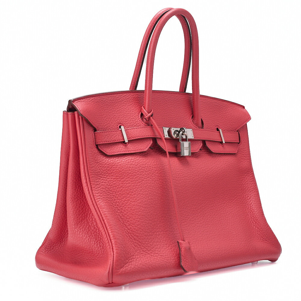 HERMES Birkin 35 Handbag Taurillon Clemence Bougainvillea Silver-Tone Hardware, Pre-Owned