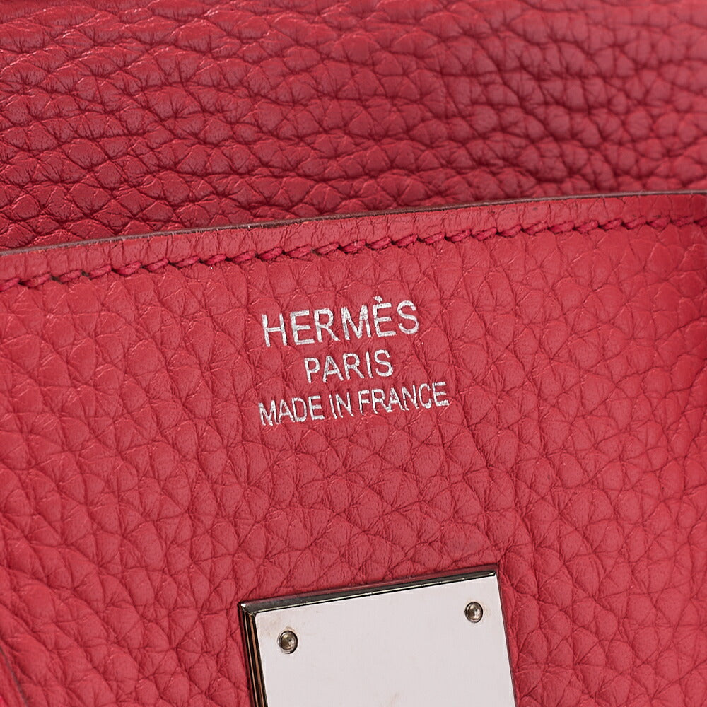 HERMES Birkin 35 Handbag Taurillon Clemence Bougainvillea Silver-Tone Hardware, Pre-Owned