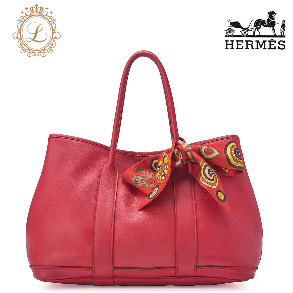HERMES Garden Twilly TPM Tote Bag Swift Vermillion Silver-Tone Hardware, Pre-Owned