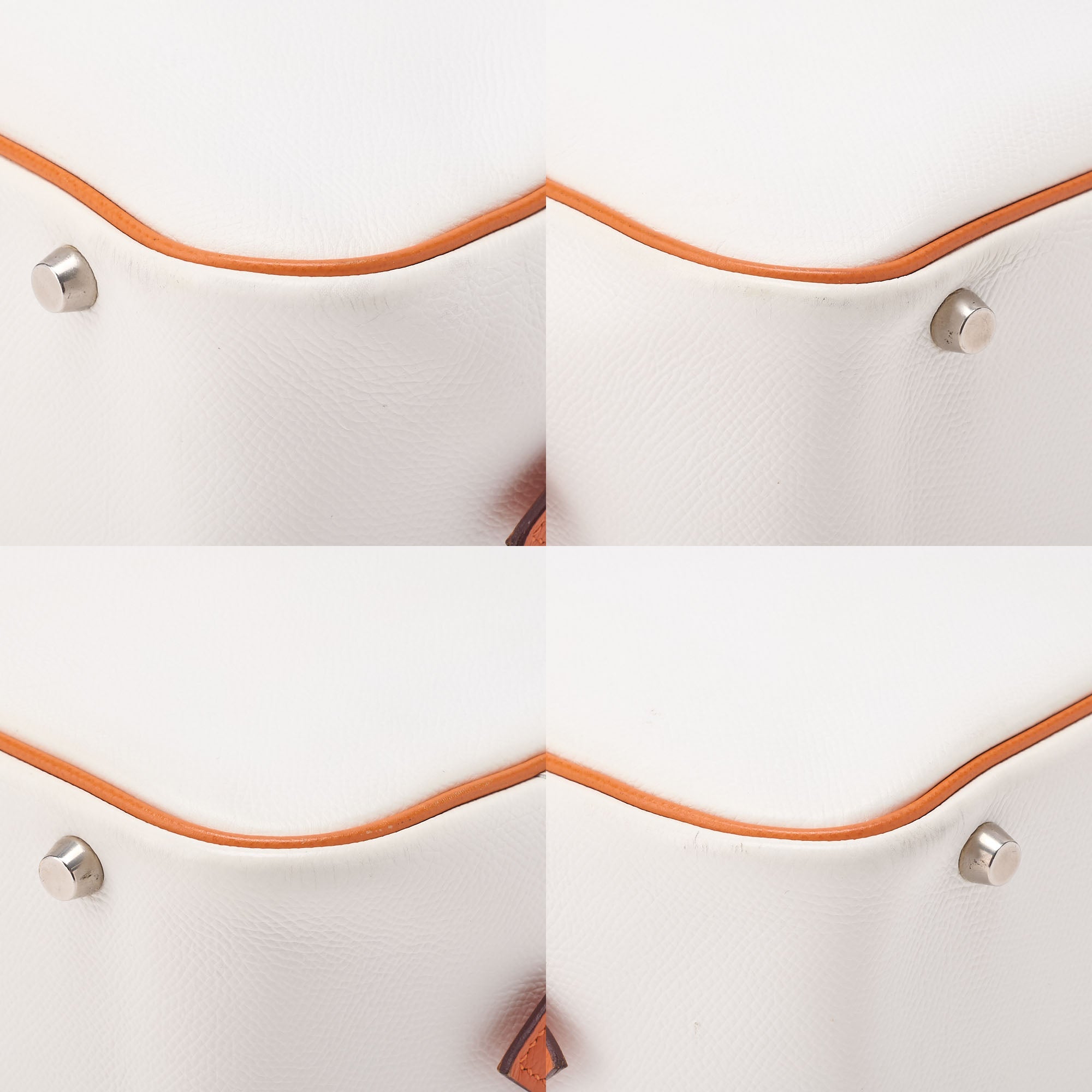 HERMES Bloom 28 Tote Bag Epson White x Orange Silver-Tone Hardware, Pre-Owned
