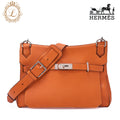 HERMES Gypsy 34 Shoulder Bag Tryon Clemence Orange x Jaune Silver-Tone Hardware, Pre-Owned