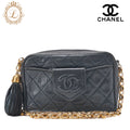 CHANEL Matlasse Coco Mark with Fringe Bijou Chain Shoulder Lambskin Navy (Gold Fittings) Women's Bag High Brand [Used] [Free Shipping]