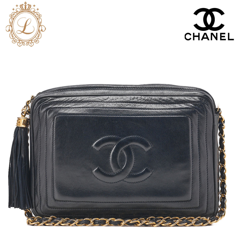 CHANEL Coco Mark with Fringe Chain Shoulder Lambskin Navy (Gold Fittings) Women's Bag Women's Bag High Brand [Used] [Free Shipping]
