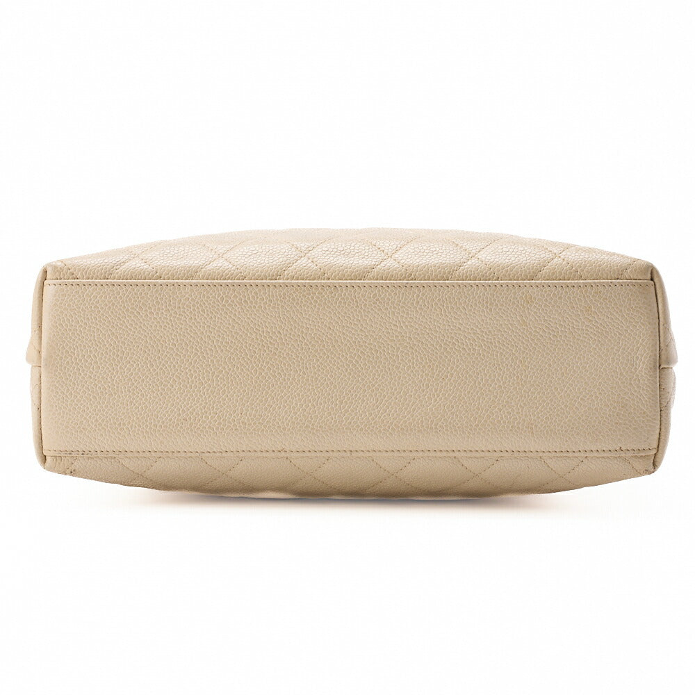 CHANEL Matlasse Upper Coco Mark Shoulder Bag Caviar Skin Beige Gold-Tone Hardware, Pre-Owned
