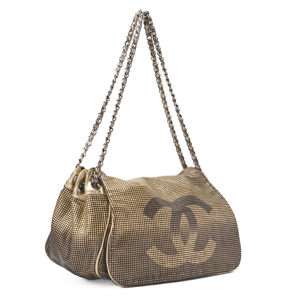 CHANEL Shoulder Bag Coco Mark Full Flap Leather Gold Silver-Tone Hardware, Pre-Owned