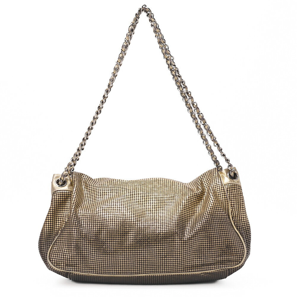CHANEL Shoulder Bag Coco Mark Full Flap Leather Gold Silver-Tone Hardware, Pre-Owned