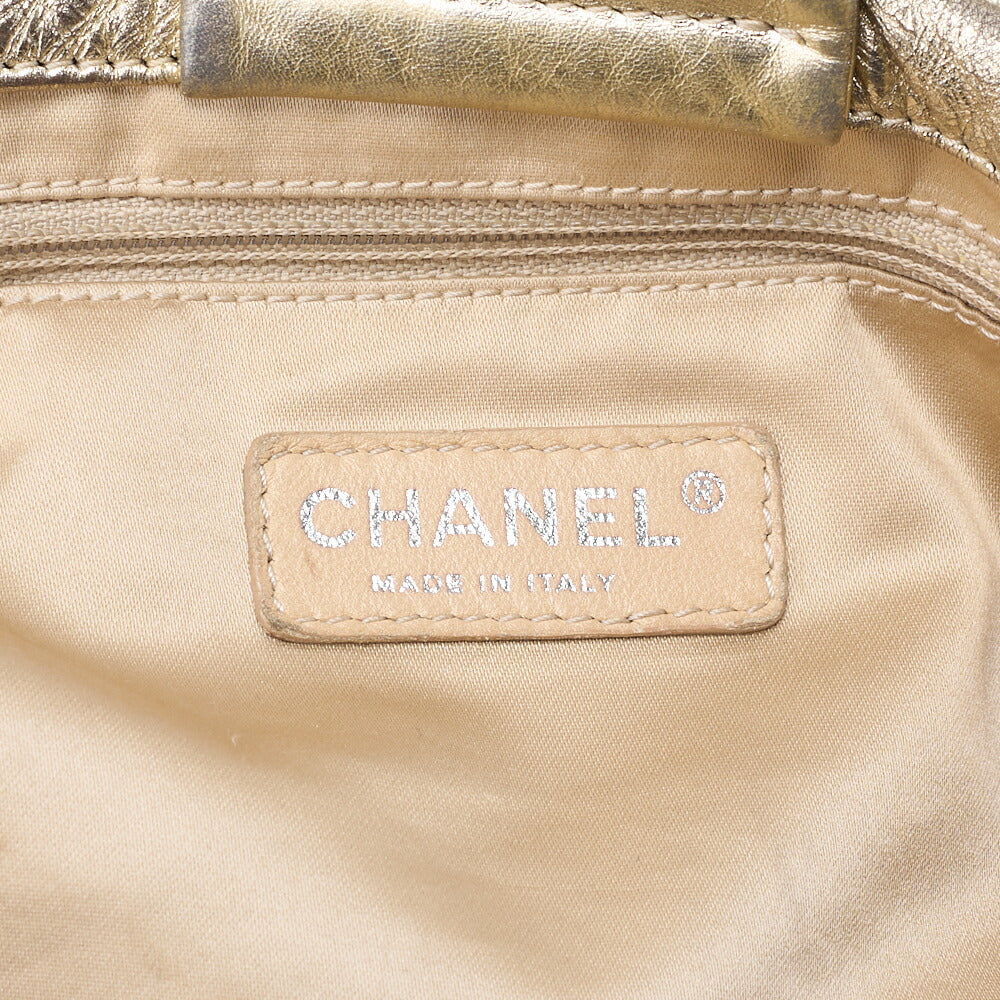 CHANEL Shoulder Bag Coco Mark Full Flap Leather Gold Silver-Tone Hardware, Pre-Owned