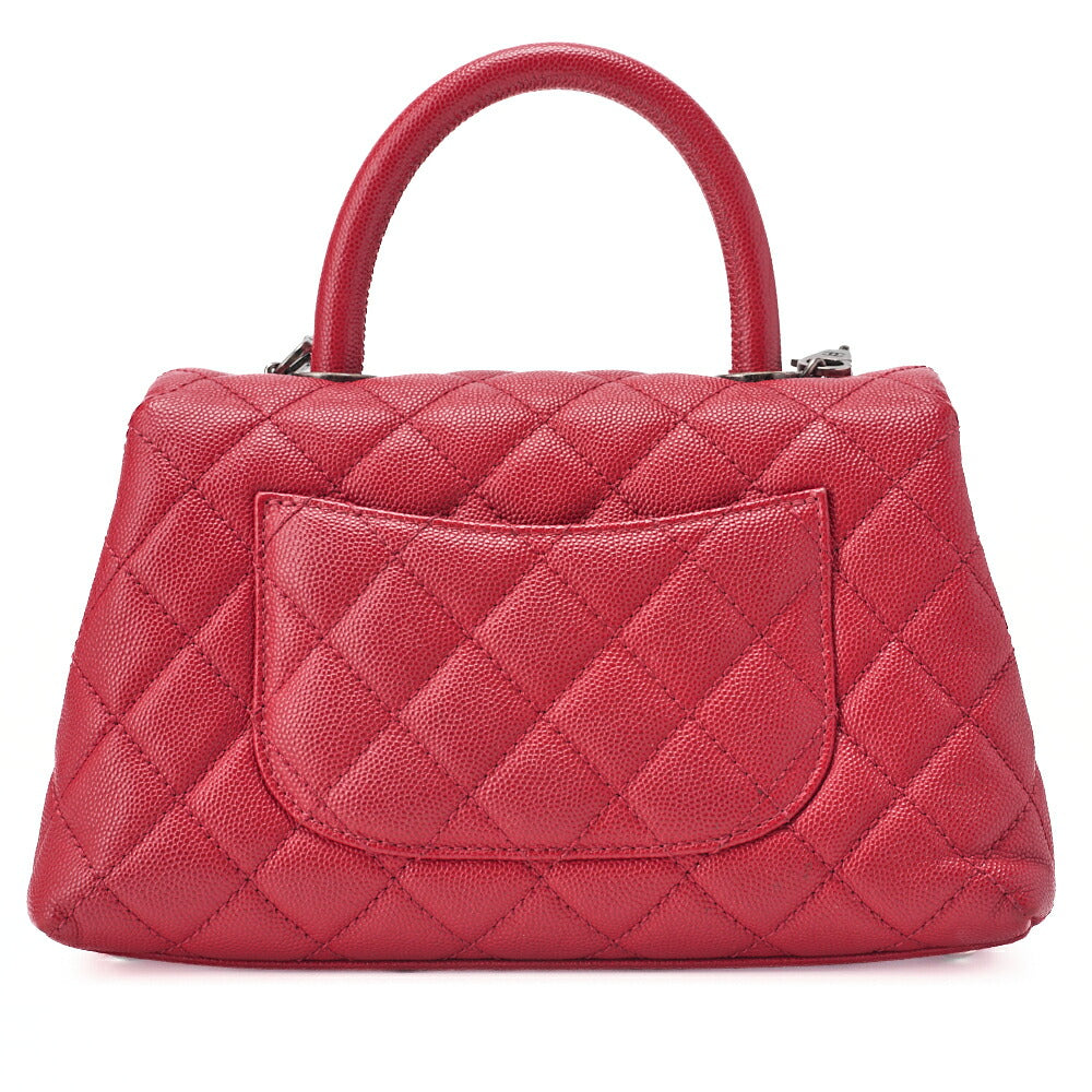 CHANEL Chain Shoulder Bag Matlasse Coco Handle 2WAY Handbag Caviar Skin Red Silver-Tone Hardware, Pre-Owned
