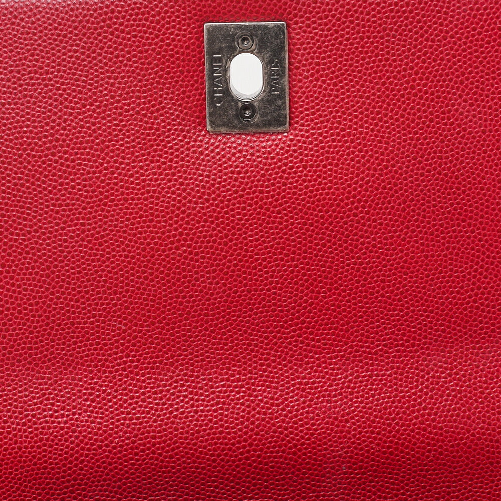 CHANEL Chain Shoulder Bag Matlasse Coco Handle 2WAY Handbag Caviar Skin Red Silver-Tone Hardware, Pre-Owned