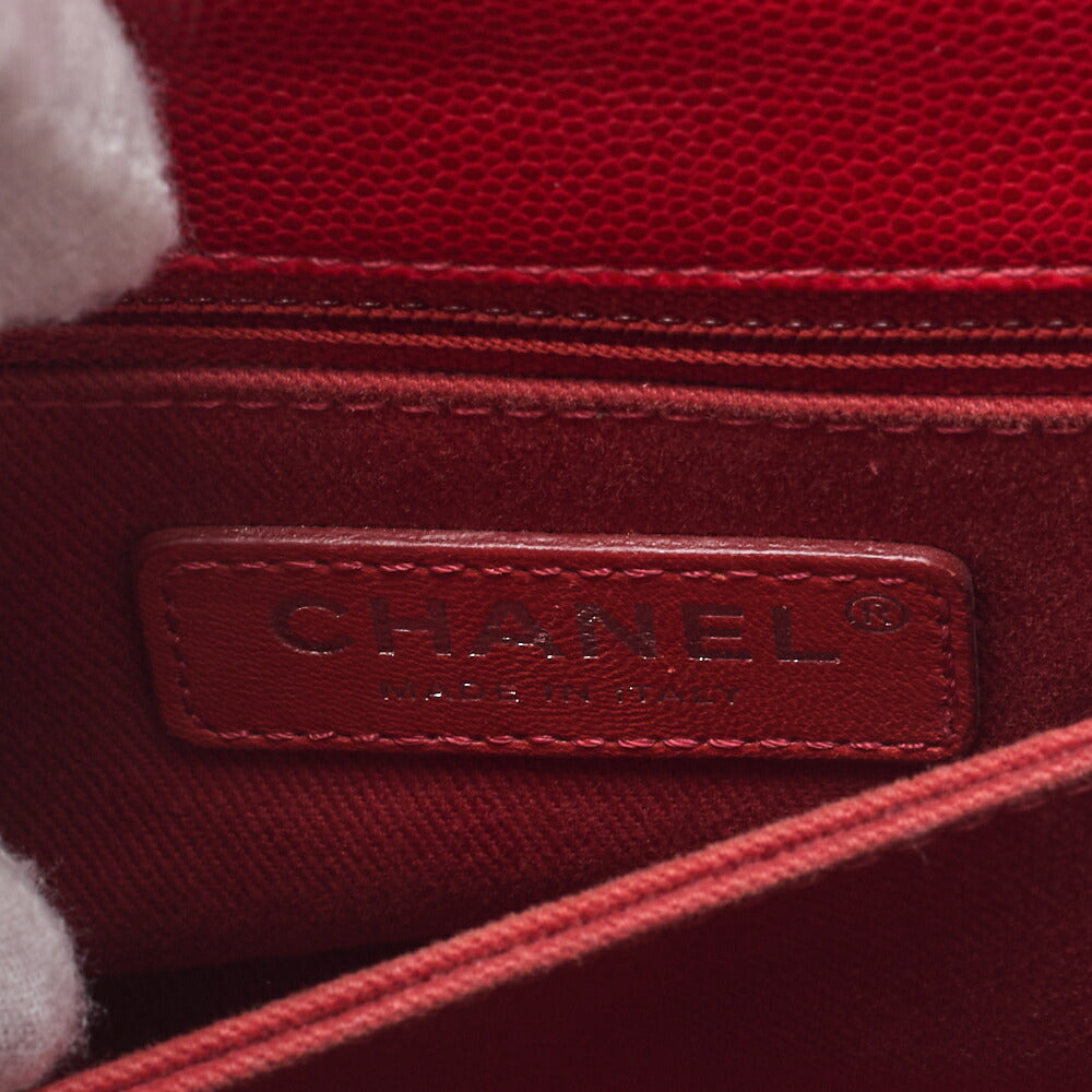 CHANEL Chain Shoulder Bag Matlasse Coco Handle 2WAY Handbag Caviar Skin Red Silver-Tone Hardware, Pre-Owned