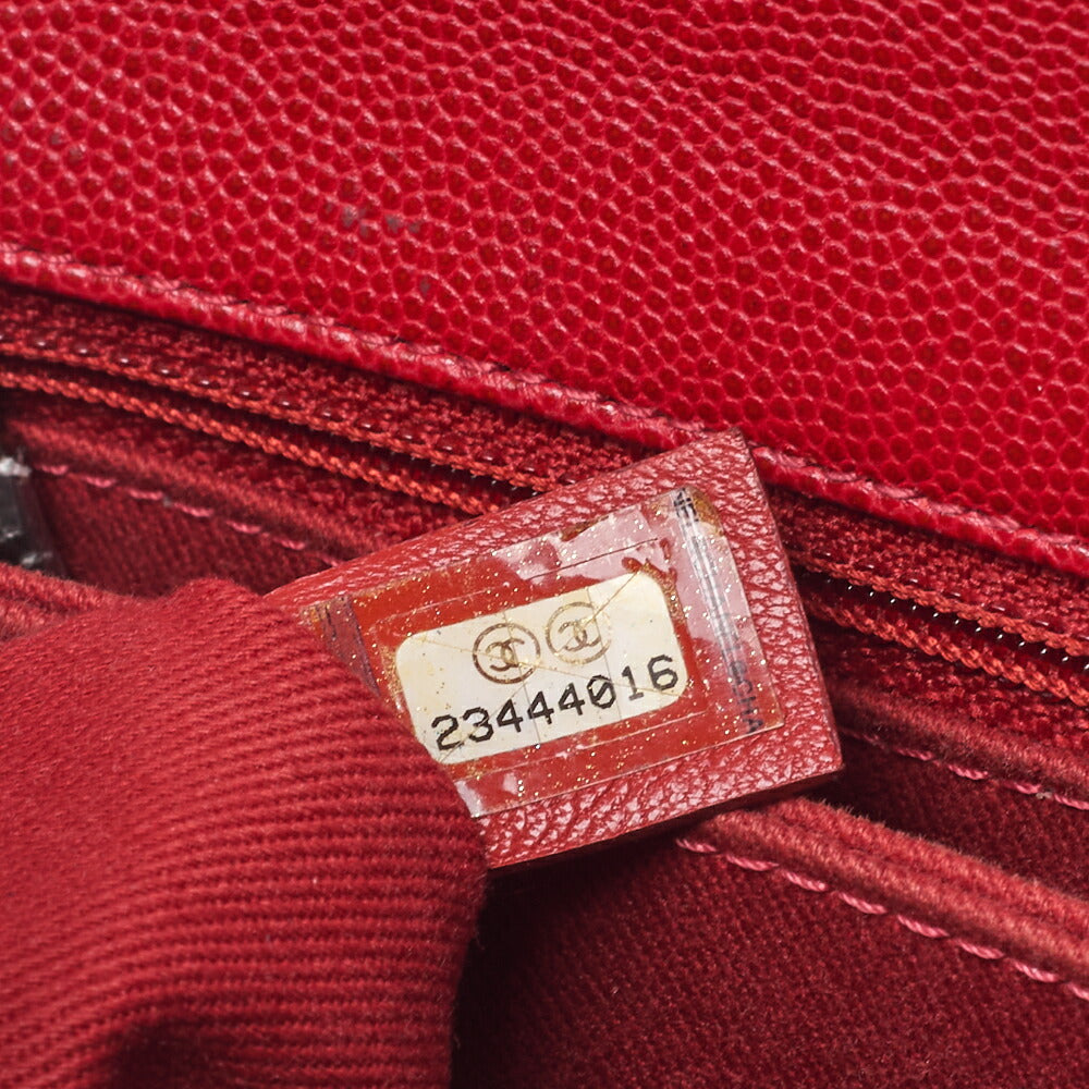 CHANEL Chain Shoulder Bag Matlasse Coco Handle 2WAY Handbag Caviar Skin Red Silver-Tone Hardware, Pre-Owned