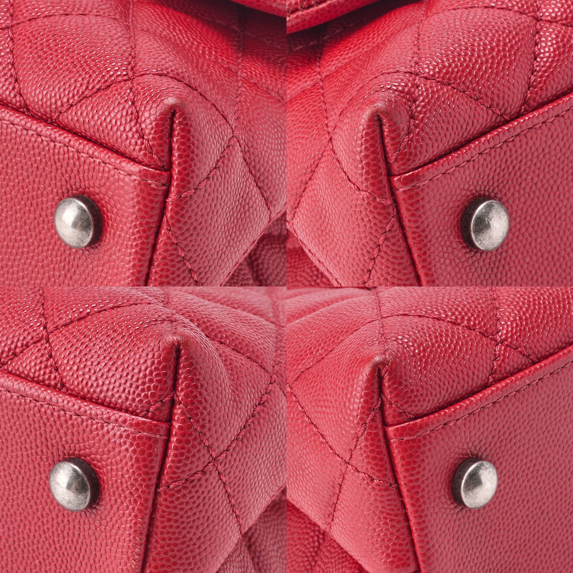 CHANEL Chain Shoulder Bag Matlasse Coco Handle 2WAY Handbag Caviar Skin Red Silver-Tone Hardware, Pre-Owned
