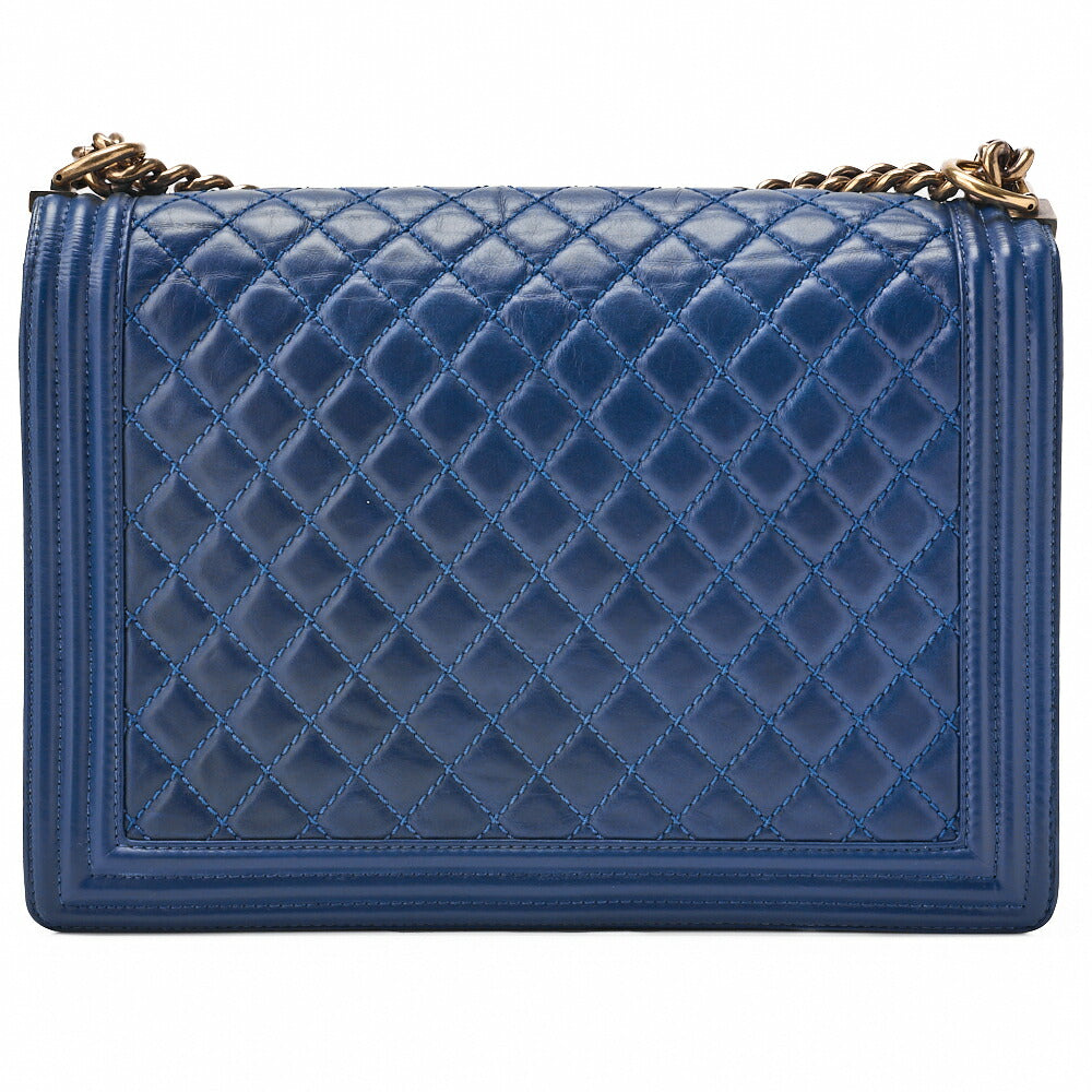 CHANEL Boy Chanel Matlasse Chain Shoulder Vintage Calf Large Size Gold-Tone Hardware, Pre-Owned