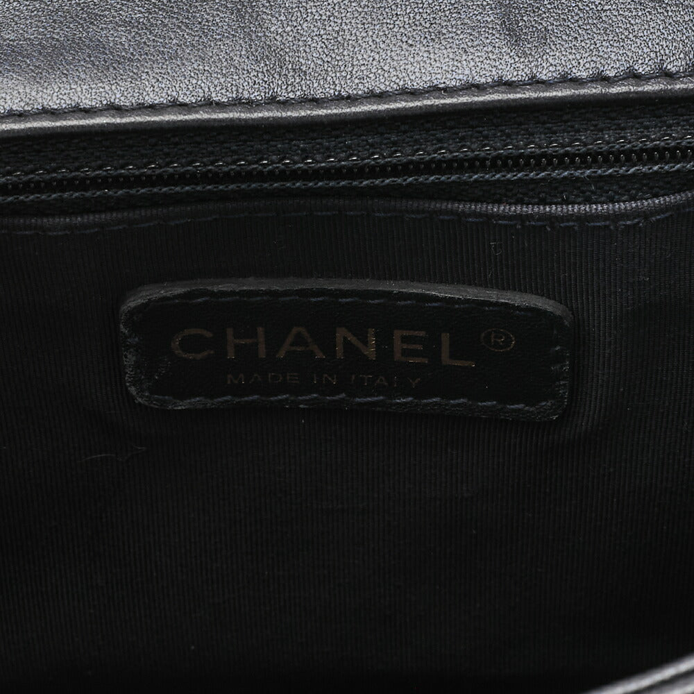 CHANEL Boy Chanel Perforated Design Chain Shoulder Lambskin Navy x Red Large Size Gold-Tone Hardware, Pre-Owned