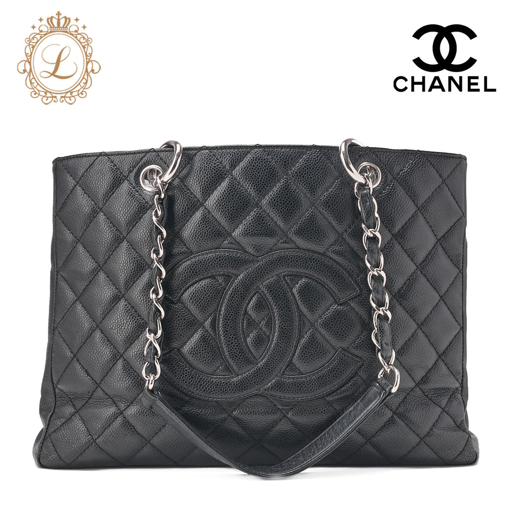 CHANEL Shoulder Bag Matlasse GST Chain Tote Caviskin Black Silver Fittings Women's Bag Brand [Used] [Free Shipping]