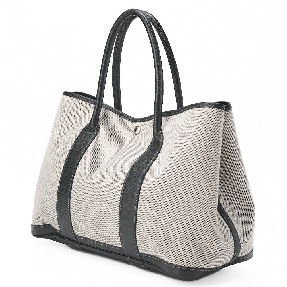 HERMES Garden Party PM Tote Bag to Negonda x Canvas Grey Silver-Tone Hardware, Pre-Owned