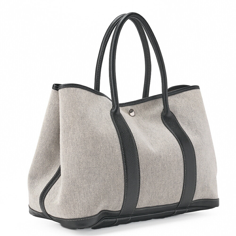 HERMES Garden Party PM Tote Bag to Negonda x Canvas Grey Silver-Tone Hardware, Pre-Owned