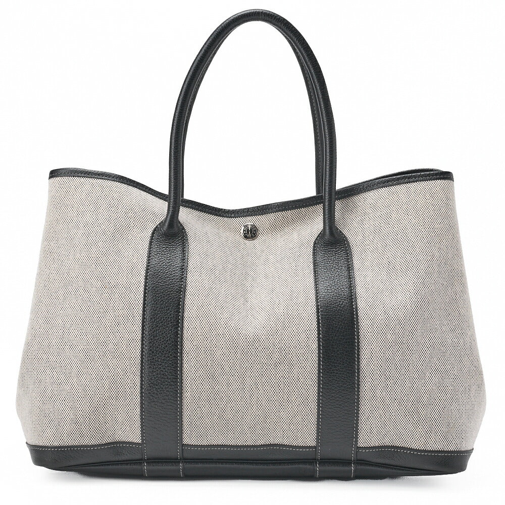 HERMES Garden Party PM Tote Bag to Negonda x Canvas Grey Silver-Tone Hardware, Pre-Owned