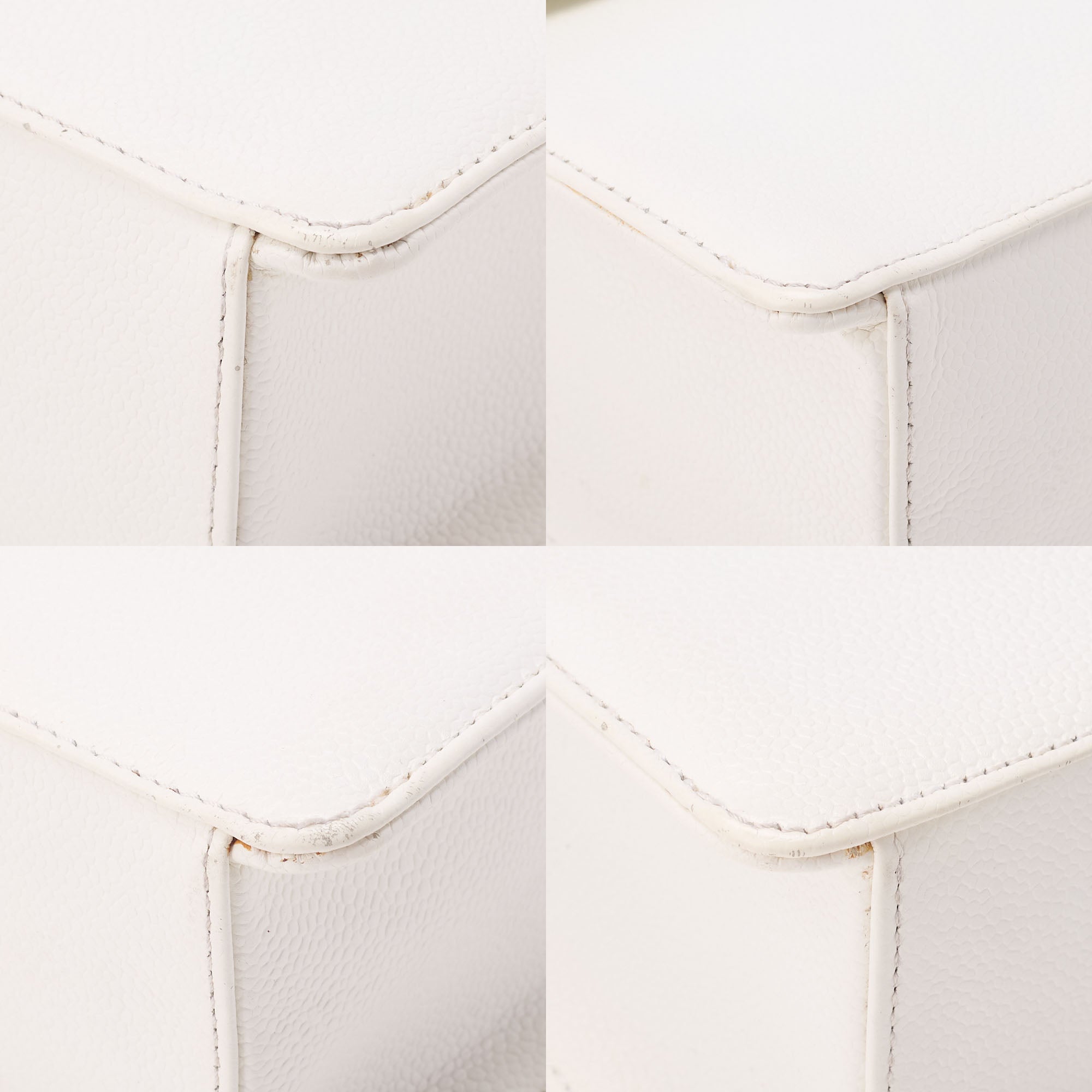 CHANEL Handbag Mini Kelly Shape Caviar Skin White Gold-Tone Hardware, Pre-Owned